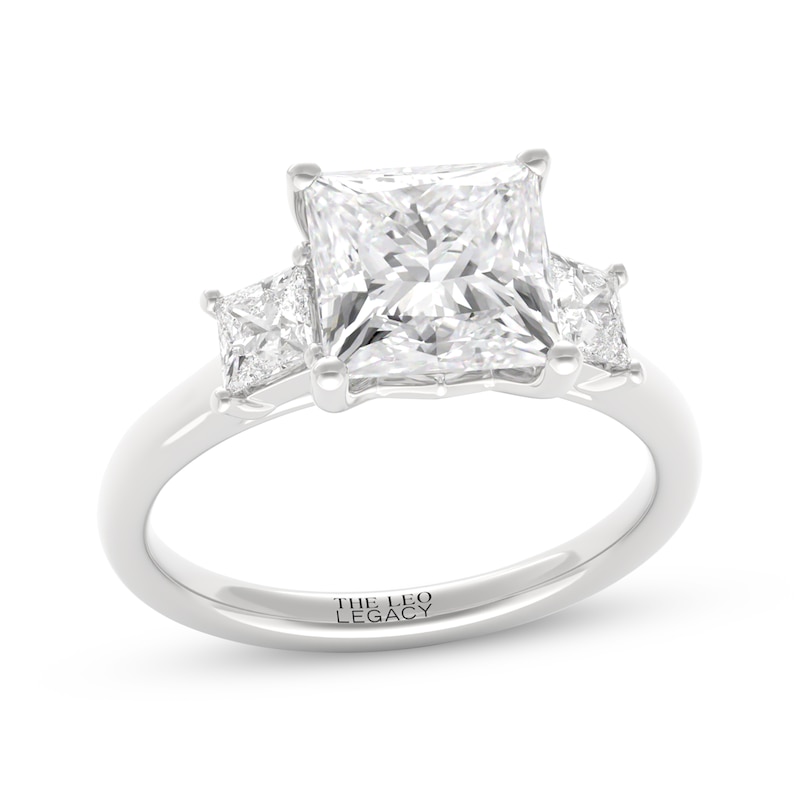 Main Image 1 of THE LEO Legacy Lab-Grown Diamond Princess-Cut Three-Stone Engagement Ring 2-1/2 ct tw 14K White Gold