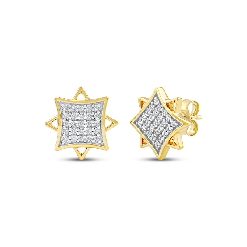 Main Image 1 of Multi-Diamond Eight-Point Star Stud Earrings 1/4 ct tw 10K Yellow Gold