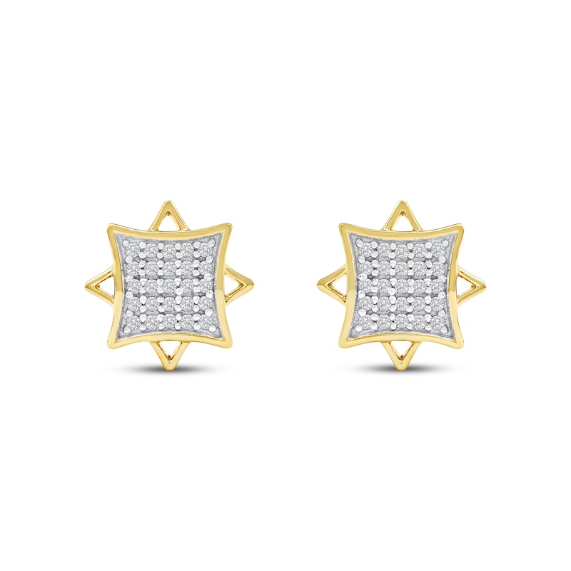 Main Image 2 of Multi-Diamond Eight-Point Star Stud Earrings 1/4 ct tw 10K Yellow Gold