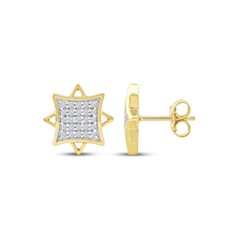 Main Image 3 of Multi-Diamond Eight-Point Star Stud Earrings 1/4 ct tw 10K Yellow Gold