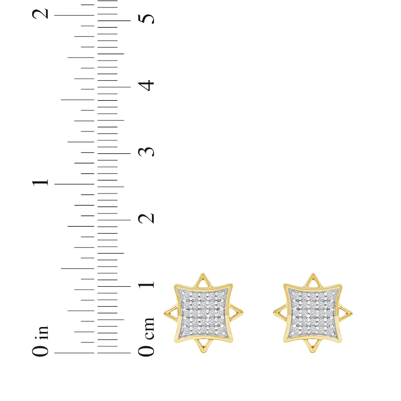 Main Image 5 of Multi-Diamond Eight-Point Star Stud Earrings 1/4 ct tw 10K Yellow Gold