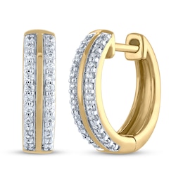 STUDIO BY KAY Diamond-Edged Hoop Earrings 1/4 ct tw 10K Yellow Gold
