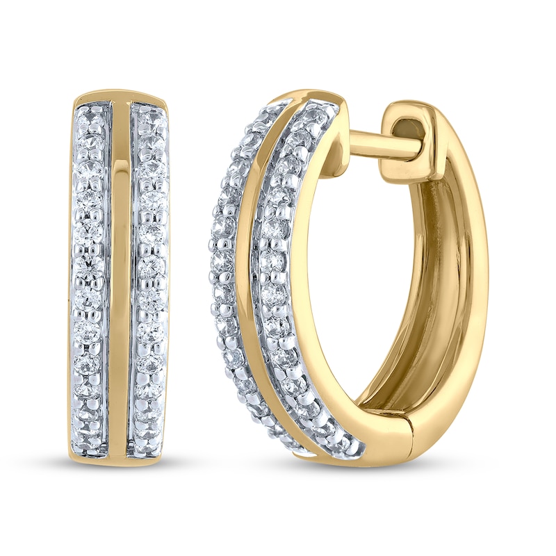 Main Image 1 of STUDIO BY KAY Diamond-Edged Hoop Earrings 1/4 ct tw 10K Yellow Gold