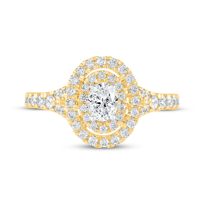 Main Image 3 of Now + Forever Lab-Grown Diamonds Oval-Cut Double Halo Engagement Ring 1 ct tw 14K Yellow Gold