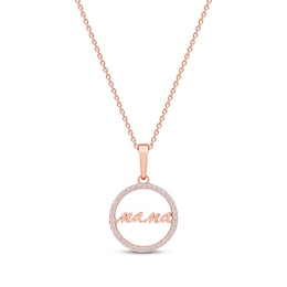 Diamond Circle "Mama" Necklace 1/10 ct tw 10K Rose Gold 18"