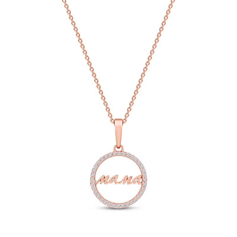 Main Image 1 of Diamond Circle &quot;Mama&quot; Necklace 1/10 ct tw 10K Rose Gold 18&quot;