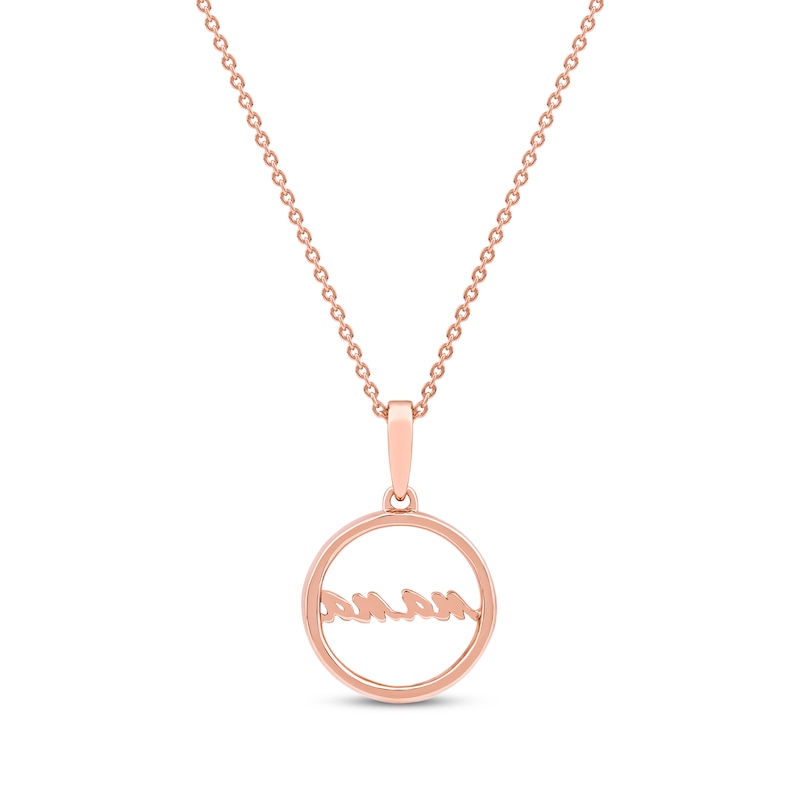 Main Image 3 of Diamond Circle &quot;Mama&quot; Necklace 1/10 ct tw 10K Rose Gold 18&quot;