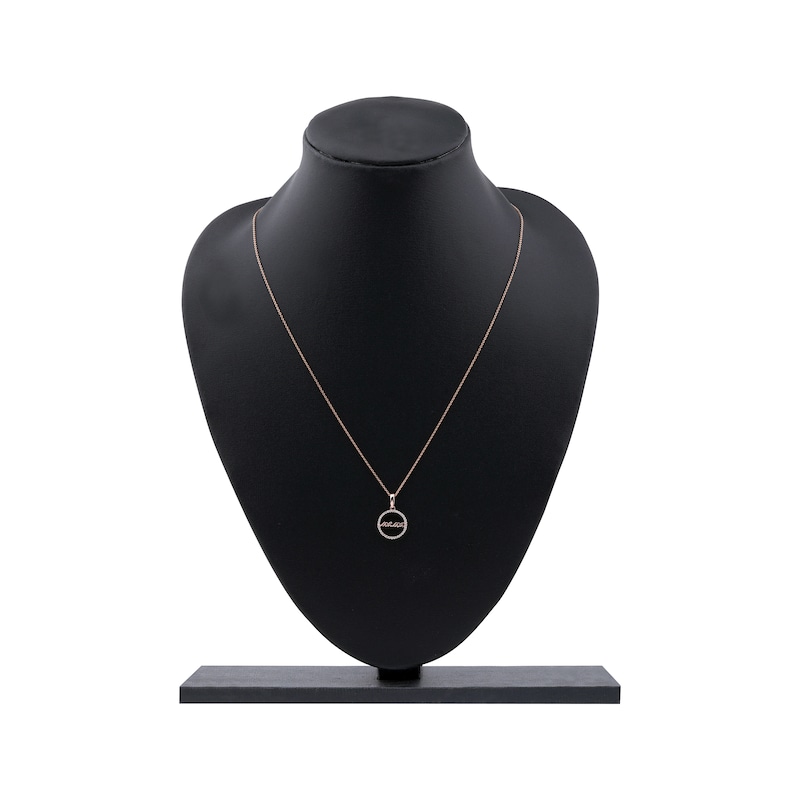 Main Image 5 of Diamond Circle &quot;Mama&quot; Necklace 1/10 ct tw 10K Rose Gold 18&quot;