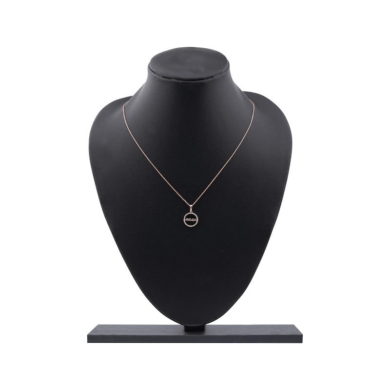 Main Image 6 of Diamond Circle &quot;Mama&quot; Necklace 1/10 ct tw 10K Rose Gold 18&quot;
