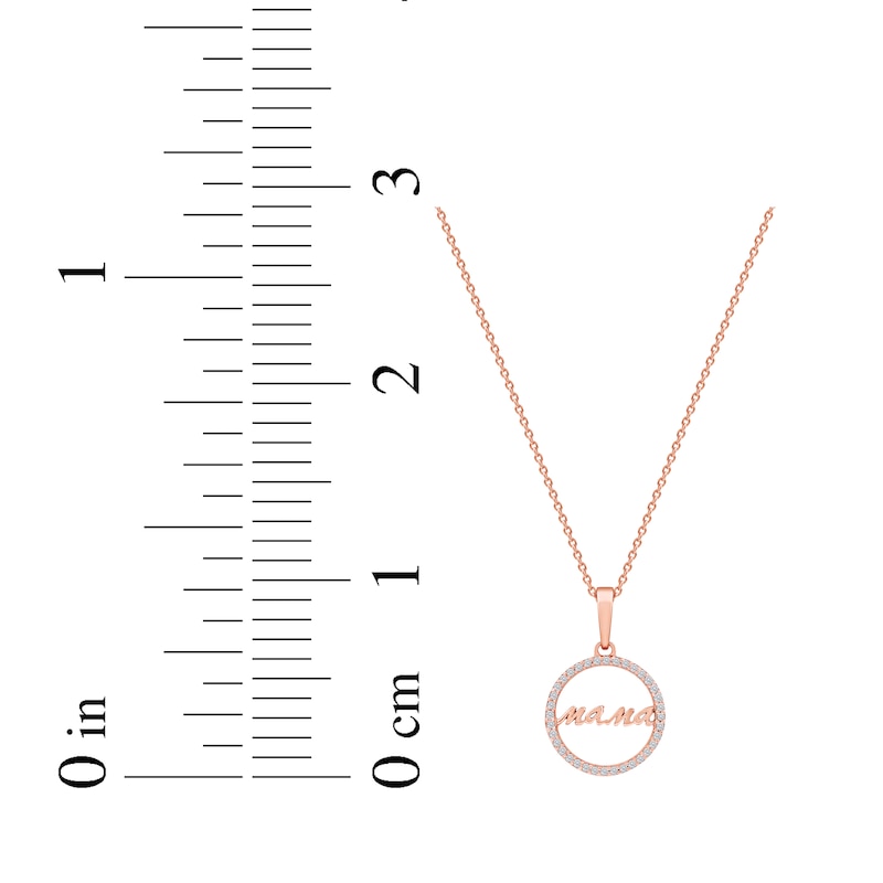 Main Image 7 of Diamond Circle &quot;Mama&quot; Necklace 1/10 ct tw 10K Rose Gold 18&quot;