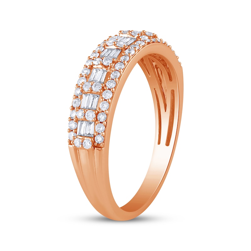 Main Image 2 of Now + Forever Baguette & Round-Cut Diamond Anniversary Ring 1/2 ct tw 14K Rose Gold