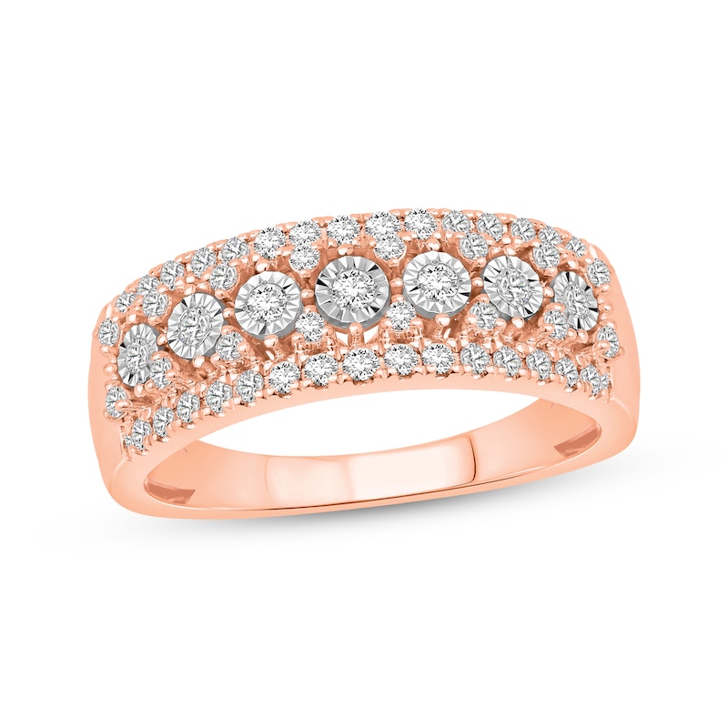 Main Image 1 of Now + Forever Diamond Multi-Row Anniversary Ring 1/2 ct tw 10K Rose Gold