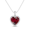 Thumbnail Image 1 of Lab-Created Ruby & White Lab-Created Sapphire Heart Necklace Sterling Silver 18&quot;