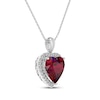 Thumbnail Image 2 of Lab-Created Ruby & White Lab-Created Sapphire Heart Necklace Sterling Silver 18&quot;