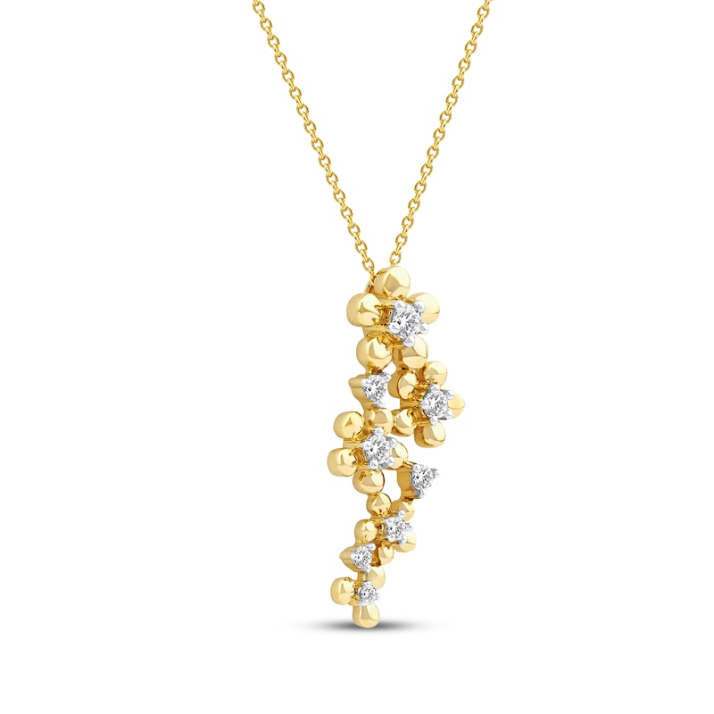 Main Image 2 of Diamond Flower Drop Necklace 1/4 ct tw 10K Yellow Gold 18"