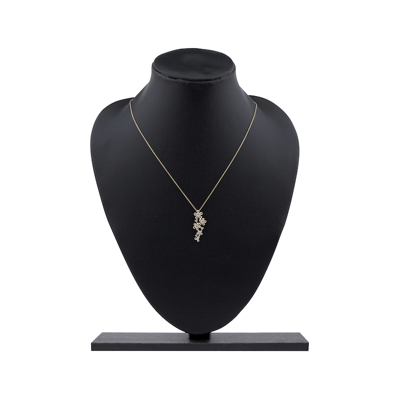 Main Image 6 of Diamond Flower Drop Necklace 1/4 ct tw 10K Yellow Gold 18"