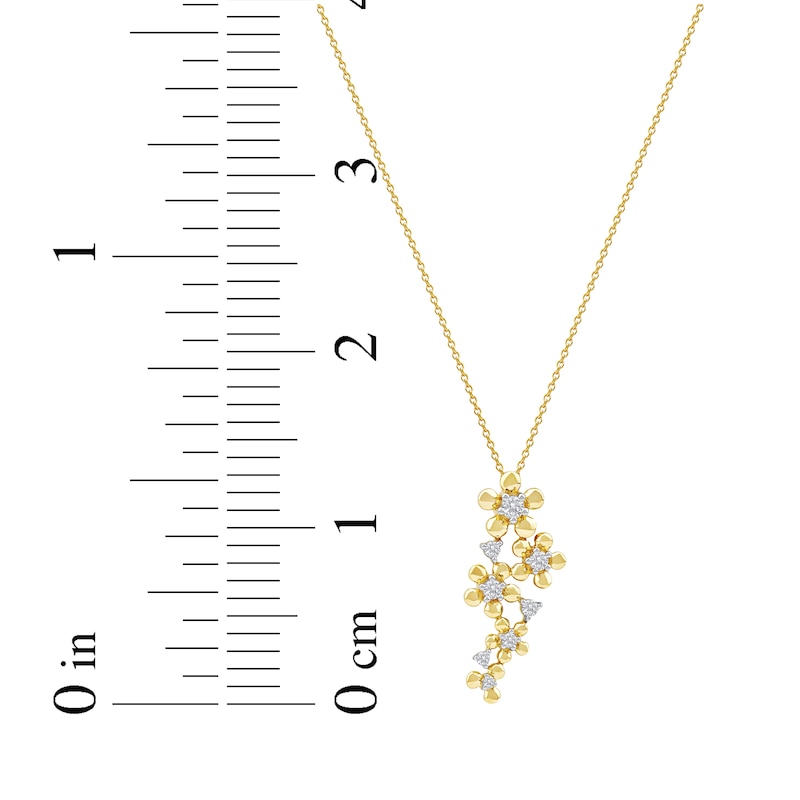 Main Image 7 of Diamond Flower Drop Necklace 1/4 ct tw 10K Yellow Gold 18"