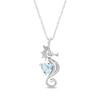 Thumbnail Image 1 of Heart-Shaped Swiss Blue Topaz & White Lab-Created Sapphire Seahorse Necklace Sterling Silver 18&quot;