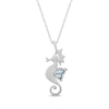 Thumbnail Image 3 of Heart-Shaped Swiss Blue Topaz & White Lab-Created Sapphire Seahorse Necklace Sterling Silver 18&quot;