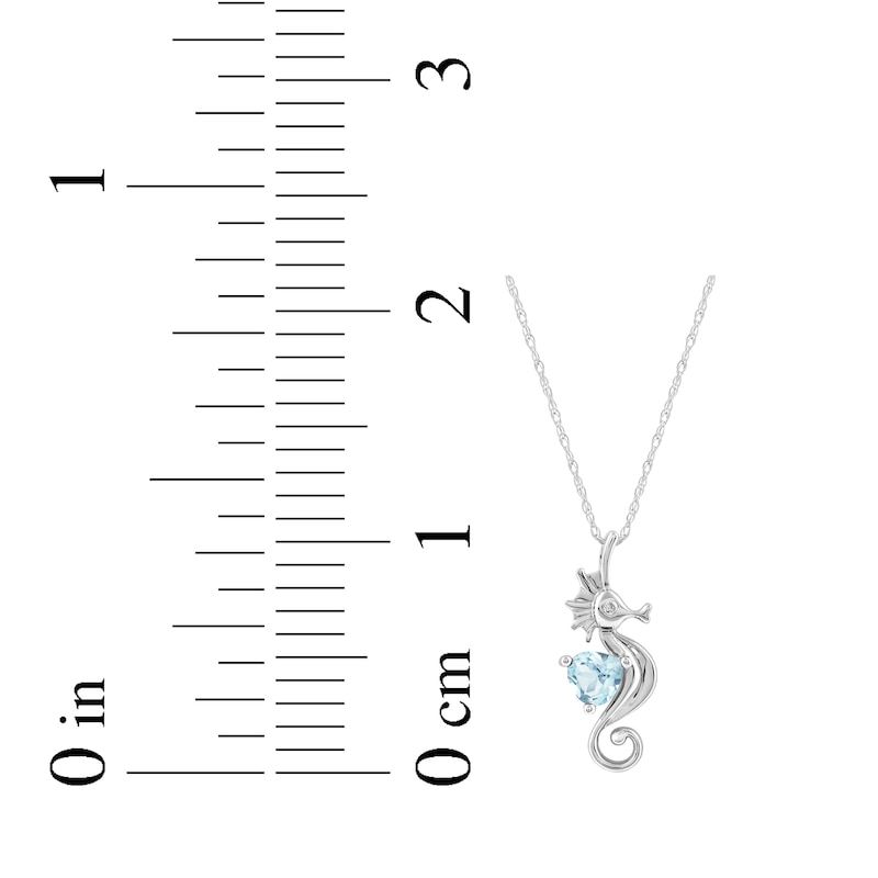 Main Image 5 of Heart-Shaped Swiss Blue Topaz & White Lab-Created Sapphire Seahorse Necklace Sterling Silver 18&quot;
