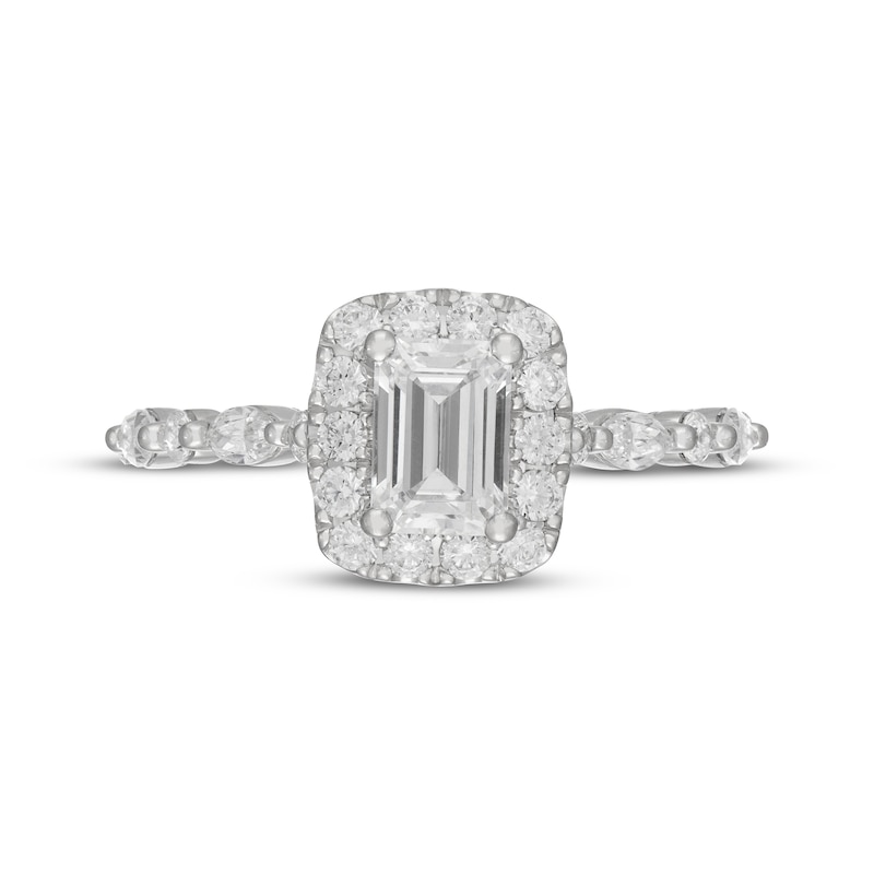 Main Image 3 of Neil Lane Premiere Emerald-Cut Diamond Halo Engagement Ring 1-1/2 ct tw 14K White Gold