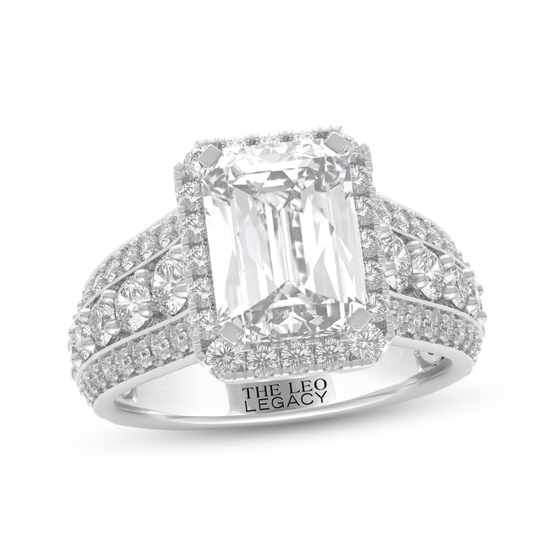 Main Image 1 of THE LEO Legacy Lab-Grown Diamond Emerald-Cut Halo Engagement Ring 4-1/2 ct tw 14K White Gold