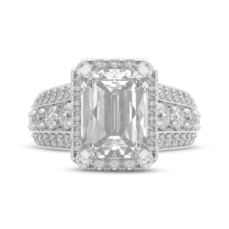 Main Image 3 of THE LEO Legacy Lab-Grown Diamond Emerald-Cut Halo Engagement Ring 4-1/2 ct tw 14K White Gold