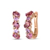 Thumbnail Image 1 of Le Vian Pretty in Pink Oval-Cut Pink Tourmaline & Pink Sapphire Hoop Earrings 1/20 ct tw Diamonds 14K Strawberry Gold