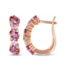 Thumbnail Image 3 of Le Vian Pretty in Pink Oval-Cut Pink Tourmaline & Pink Sapphire Hoop Earrings 1/20 ct tw Diamonds 14K Strawberry Gold