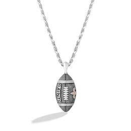 True Fans New Orleans Saints 1/20 CT. T.W. Diamond Vertical Football Necklace in Sterling Silver