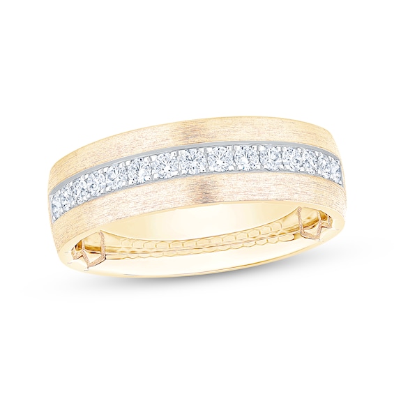 Now + Forever Men's Diamond Brushed Finish Wedding Band 1/ ct tw 10K Two-Tone Gold