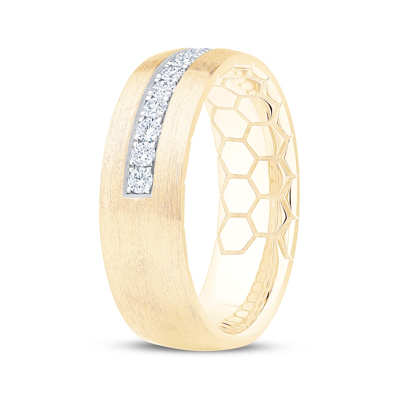 Main Image 2 of Now + Forever Men's Diamond Brushed Finish Wedding Band 1/2 ct tw 10K Two-Tone Gold