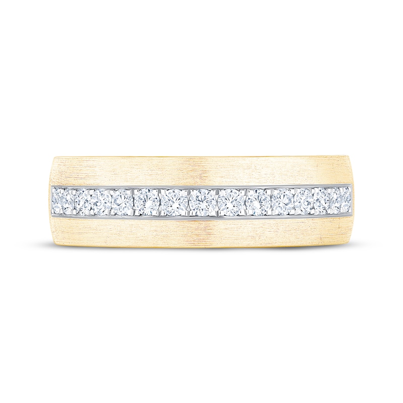 Main Image 3 of Now + Forever Men's Diamond Brushed Finish Wedding Band 1/2 ct tw 10K Two-Tone Gold