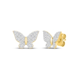 Diamond Mini Butterfly Stud Earrings 1/4 ct tw 10K Yellow Gold