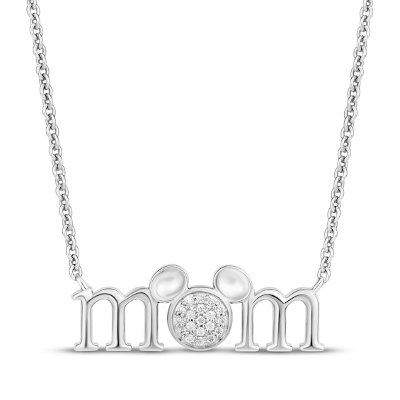 Disney Treasures Mickey Mouse Diamond "Mom" Necklace 1/20 ct tw Sterling Silver 18"