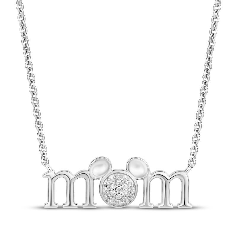 Main Image 1 of Disney Treasures Mickey Mouse Diamond &quot;Mom&quot; Necklace 1/20 ct tw Sterling Silver 18&quot;