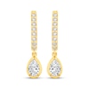 Thumbnail Image 2 of Pear-Shaped Lab-Grown Diamond Dangle Hoop Earrings 1 ct tw 10K Yellow Gold