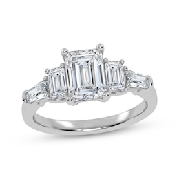 Now + Forever Emerald-Cut & Baguette-Cut Lab-Grown Diamond Engagement Ring 1-1/2 ct tw 14K White Gold