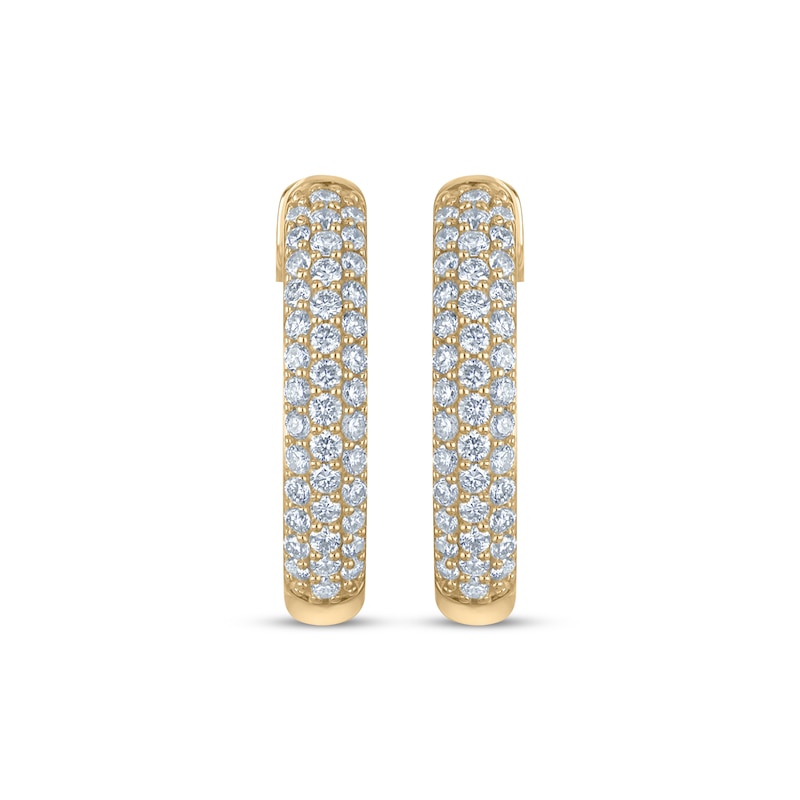 Main Image 2 of KAY Lab-Grown Diamonds Pavé Three-row Hoop Earrings 1/2 ct tw 10K Yellow Gold