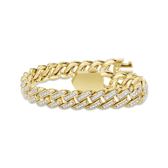 KAY Lab-Grown Diamonds Men's Curb Link Bracelet 4 ct tw 10K Yellow Gold 8.5"