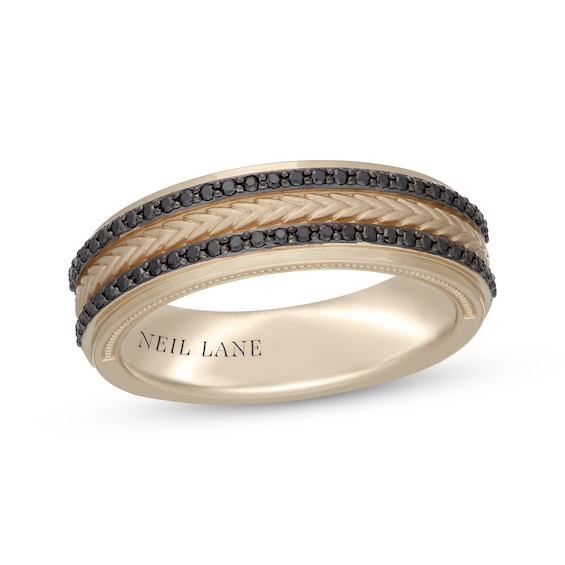 Neil Lane Men's Black Diamond Wedding Band 1/3 ct tw 14K Yellow Gold