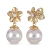 Thumbnail Image 1 of Cultured Pearl & Diamond Accent Flower Drop Earrings 14K Yellow Gold 18"