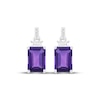 Thumbnail Image 2 of Emerald-Cut Amethyst & White Lab-Created Sapphire Dangle Earrings Sterling Silver
