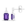 Thumbnail Image 3 of Emerald-Cut Amethyst & White Lab-Created Sapphire Dangle Earrings Sterling Silver