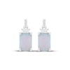 Thumbnail Image 2 of Emerald-Cut Lab-Created Opal & White Lab-Created Sapphire Dangle Earrings Sterling Silver