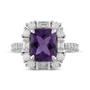 Thumbnail Image 4 of Octagon-Cut Amethyst & White Lab-Created Sapphire Ring Sterling Silver