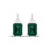 Thumbnail Image 2 of Emerald-Cut Lab-Created Emerald & White Lab-Created Sapphire Dangle Earrings Sterling Silver