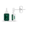 Thumbnail Image 3 of Emerald-Cut Lab-Created Emerald & White Lab-Created Sapphire Dangle Earrings Sterling Silver