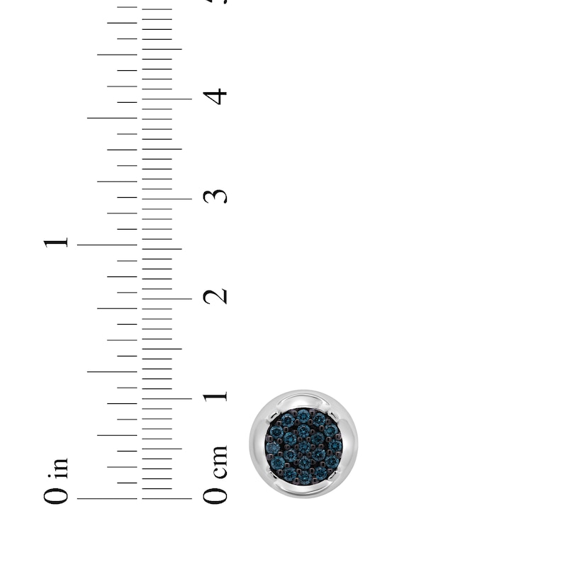Main Image 4 of Men's Blue Multi-Diamond Stud Earrings 1/3 ct tw Sterling Silver