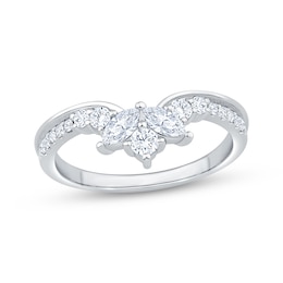 Now + Forever Lab-Grown Diamonds Marquise & Round-Cut Contour Anniversary Ring 1/2 ct tw 14K White Gold